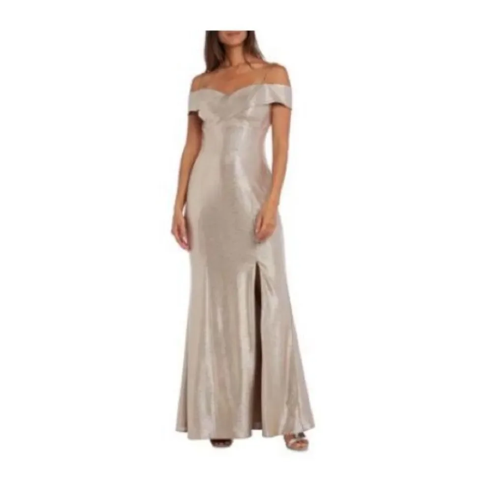 Nightway Cold-Shoulder Foil Gown -
Champagne/Gold new size 8 women’s dress - Picture 3 of 14